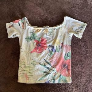 U neck tight floral tee
